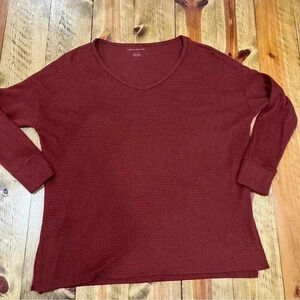 American Eagle waffle knit, long sleeve, drop shoulder, v neck pullover shirt